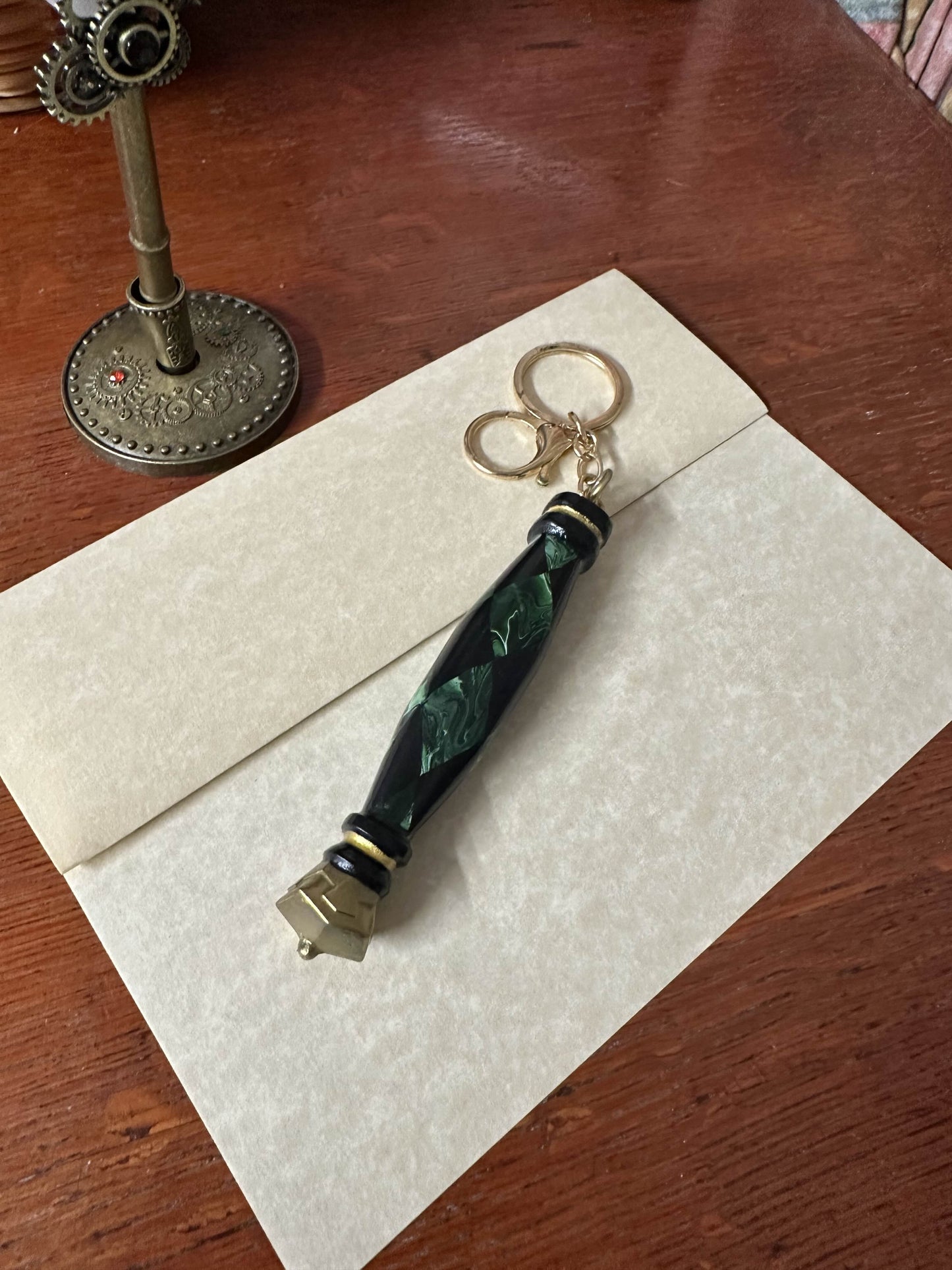 Green Marble Keyring
